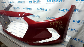 Front bumper bare Hyundai Elantra AD 17-18 pre-rest, red, cracks, break, crease, pressed, scratches