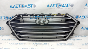 Radiator grill grill Hyundai Elantra AD 17-18 prerest, matte chrome, with emblem, scratches, sand