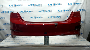 Rear bumper bare Hyundai Elantra AD 17-18 pre-rest, red, painted, paint peeled, pressed, crack, broken fastener