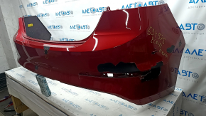 Rear bumper bare Hyundai Elantra AD 17-18 pre-rest, red, painted, paint peeled, pressed, crack, broken fastener