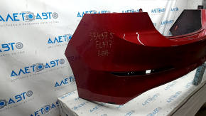 Rear bumper bare Hyundai Elantra AD 17-18 pre-rest, red, painted, paint peeled, pressed, crack, broken fastener
