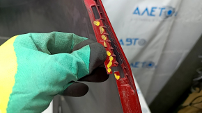 Rear bumper bare Hyundai Elantra AD 17-18 pre-rest, red, painted, paint peeled, pressed, crack, broken fastener
