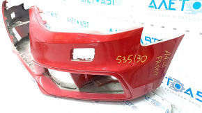 Bare front bumper Audi A4 B8 13-16 rest, red, under headlight washers, dented, bumps, broken mount