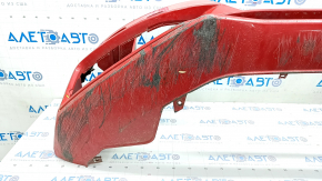 Bare front bumper Audi A4 B8 13-16 rest, red, under headlight washers, dented, bumps, broken mount