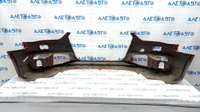 Bare front bumper Audi A4 B8 13-16 rest, red, under headlight washers, dented, bumps, broken mount