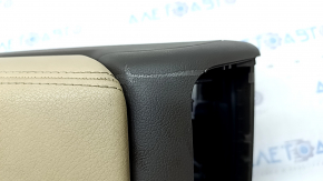 Central console armrest and cup holders Audi A4 B8 13-16 rest, brown with beige, scratches, torn armrest, dangling