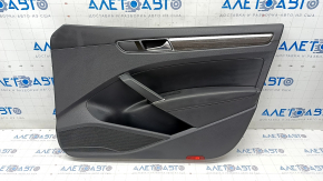 Door trim card front right VW Passat b8 16-19 USA black with black insert leather, armrest leather, with dark gray overlay under the tree, scratches