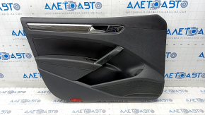 Door trim card front left VW Passat b8 16-19 USA black with black insert leather, armrest leather, with dark gray overlay under the tree, breaks of fasteners, scratches