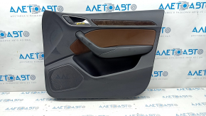 Door trim card front right Audi Q3 8U 15-18 black with brown leather, broken crepe
