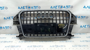 Radiator grill assembly Audi Q3 8U 15 without parking sensors, with emblems, sand, cracks in fasteners