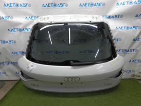 Bare tailgate with glass Audi Q3 8U 15-18 white LS9R, with trapezoid and leash, scratches on glass