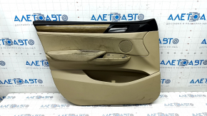 Door trim card front left BMW X3 F25 11-17 beige leather, wood insert, scratches, for cleaning