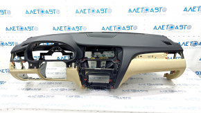 Torpedo front panel with AIRBAG BMW X3 F25 11-17 black with beige, without projection, rusty pyropatron