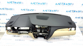 Torpedo front panel with AIRBAG BMW X3 F25 11-17 black with beige, without projection, rusty pyropatron