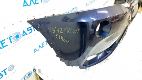 Bare front bumper BMW X3 F25 11-14 pre-rest, blue A76M, dented, broken fasteners, scratches