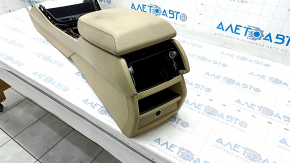 Central console armrest and cup holders BMW X3 F25 11-17 beige leather, for cleaning, pokes