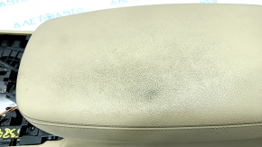 Central console armrest and cup holders BMW X3 F25 11-17 beige leather, for cleaning, pokes
