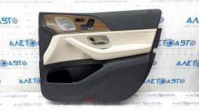 Door trim card front right Mercedes W167 GLE 350 450 20-23 beige leather, wood insert, Burmester, scratches
