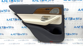 Door trim card rear left Mercedes W167 GLE 350 450 20-23 beige leather, wood insert, Burmester, without curtain, scratches, bumps on leather