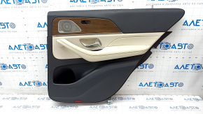 Door trim card rear right Mercedes W167 GLE 350 450 20-23 beige leather, wood insert, Burmester, without curtain, scratches