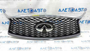 Radiator grill grill Infiniti QX30 17- with emblem, sand, bumps, swollen chrome