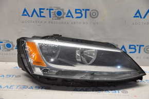 Headlight front right VW Jetta 11-16 USA bare, halogen, sand, for polishing, scratches