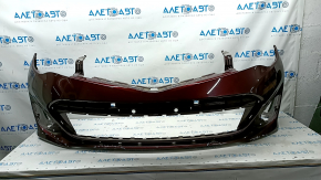 Front bumper bare Toyota Avalon 13-15 prerest, red, pressed, scratches, crack in mount