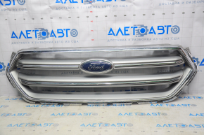 Radiator grill grill Ford Escape MK3 17-19 rest, gray, with chrome, with emblem, sand