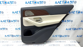 Door trim card rear right Mercedes W167 GLE 350 450 20-23 beige leather, glossy brown insert, Burmester, without curtain, scratches, dry-cleanable