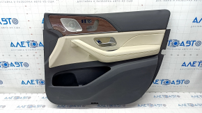Door trim card front right Mercedes W167 GLE 350 450 20-23 beige leather, insert glossy brown, Burmester, scratches, for dry cleaning
