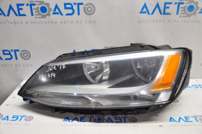 Headlight front left VW Jetta 11-16 USA naked, halogen for polishing, spider web