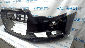 Bare front bumper Audi A6 C7 12-15 pre-rest, for parking sensors, black, painted, pressed, scratches, crack in mount