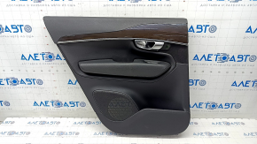 Door trim card rear left Volvo XC90 16-22 leather black, wood insert, without curtain, scratches, tears