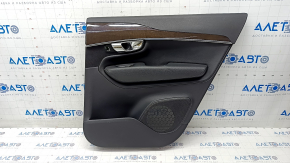 Door trim card rear right Volvo XC90 16-22 leather black, wood insert, without curtain, scratches, tears
