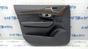 Door trim card front left Volvo XC90 16-22 leather black, wood insert, broken fastening, scratches