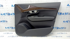 Door trim card front right Volvo XC90 16-22 leather black, wood insert, broken fastening, scratches