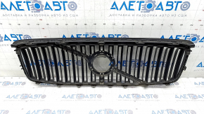 Radiator grill without badge Volvo XC90 16-19 black, chrome frame, broken mount
