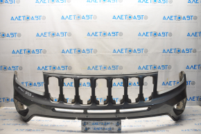 Front bumper bare upper part Jeep Compass 11-16 graphite, cracks, scratches, broken mount, non-factory holes