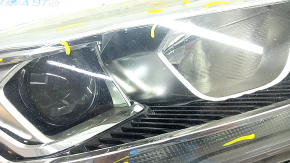 Headlight front right complete Ford Escape MK3 17-19 rest halogen+led light, cobweb, varnish peeled off, sand, broken mount, without plug