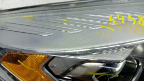 Headlight front right complete Ford Escape MK3 17-19 rest halogen+led light, cobweb, varnish peeled off, sand, broken mount, without plug