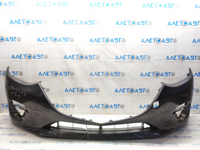Front bumper bare Mazda 3 14-16 BM prerest, graphite, cracks, pressed, scratches, broken fastenings