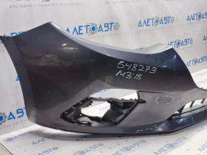Front bumper bare Mazda 3 14-16 BM prerest, graphite, cracks, pressed, scratches, broken fastenings