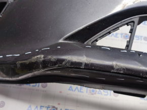 Front bumper bare Mazda 3 14-16 BM prerest, graphite, cracks, pressed, scratches, broken fastenings
