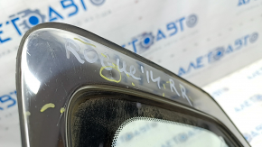 Window blind glass rear right Nissan Rogue 14-20 scratches on chrome, scratches on glass, bump on chrome