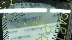 Window blind glass rear right Dodge Dart 13-16 scratches on glass, scratch on molding