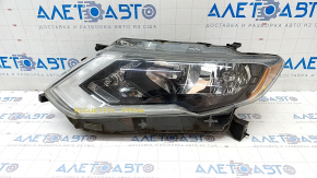 Headlight front left Nissan Rogue 17 - bare halogen, sand, broken mount