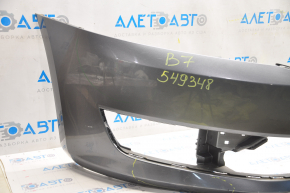 Bare front bumper VW Passat b7 12-15 USA graphite LD7X, pressed, scratches, non-factory holes, cracks in fasteners