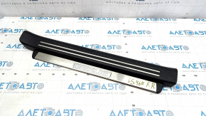 Front right door sill trim Lexus LS460 LS600h 07-12 black, worn, nicks on chrome, broken mount