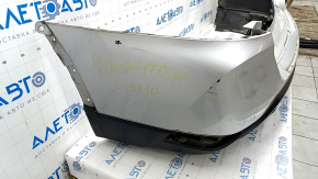 Bare rear bumper Nissan Rogue 17 - silver, scratches, dent, broken fasteners