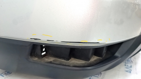 Bare rear bumper Nissan Rogue 17 - silver, scratches, dent, broken fasteners